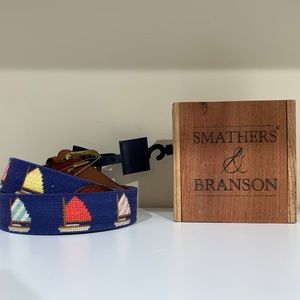 Rainbow Sailboat Fleet Needlepoint Belt by Smathers and Branson, NWT & Box